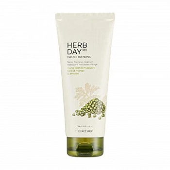 Пенка для умывания «Бобы маш» Herb Day 365 Master Blending Foaming Cleanser Mung Bean & Mugwort Haricol Mango