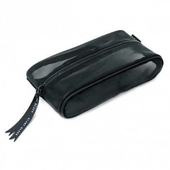 Сетчатая косметичка овальной формы с лентой Ribbon String Oval Piping Mesh Pouch