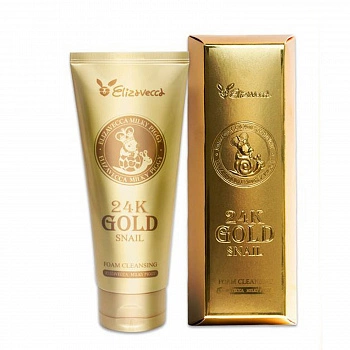 Нежная пенка для умывания с муцином улитки и 24К золотом 24K Gold Snail Cleansing Foam